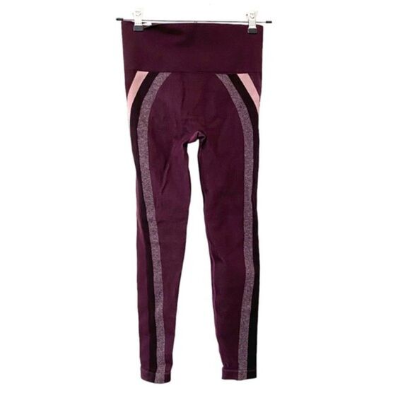 SPANX Seamless Track Stripe Leggings in Plum Sz Sm - Picture 3 of 4